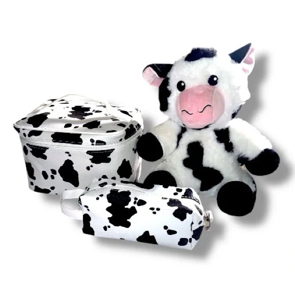 Valentine’s Cow Print Bags and Plush Toy Gift Set - Picture 1 of 7